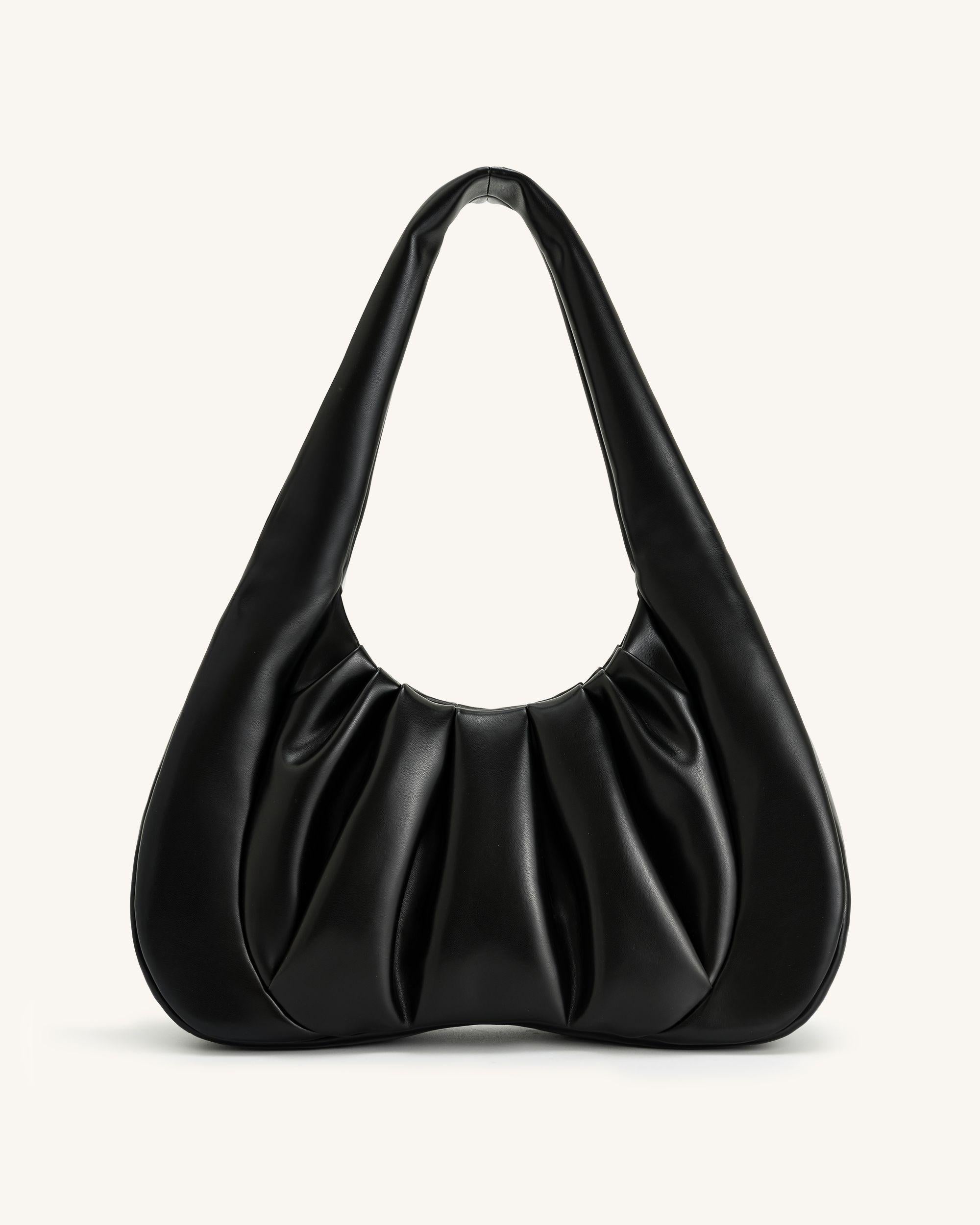 Ashley Ruched Shoulder Bag - Black - Image 3