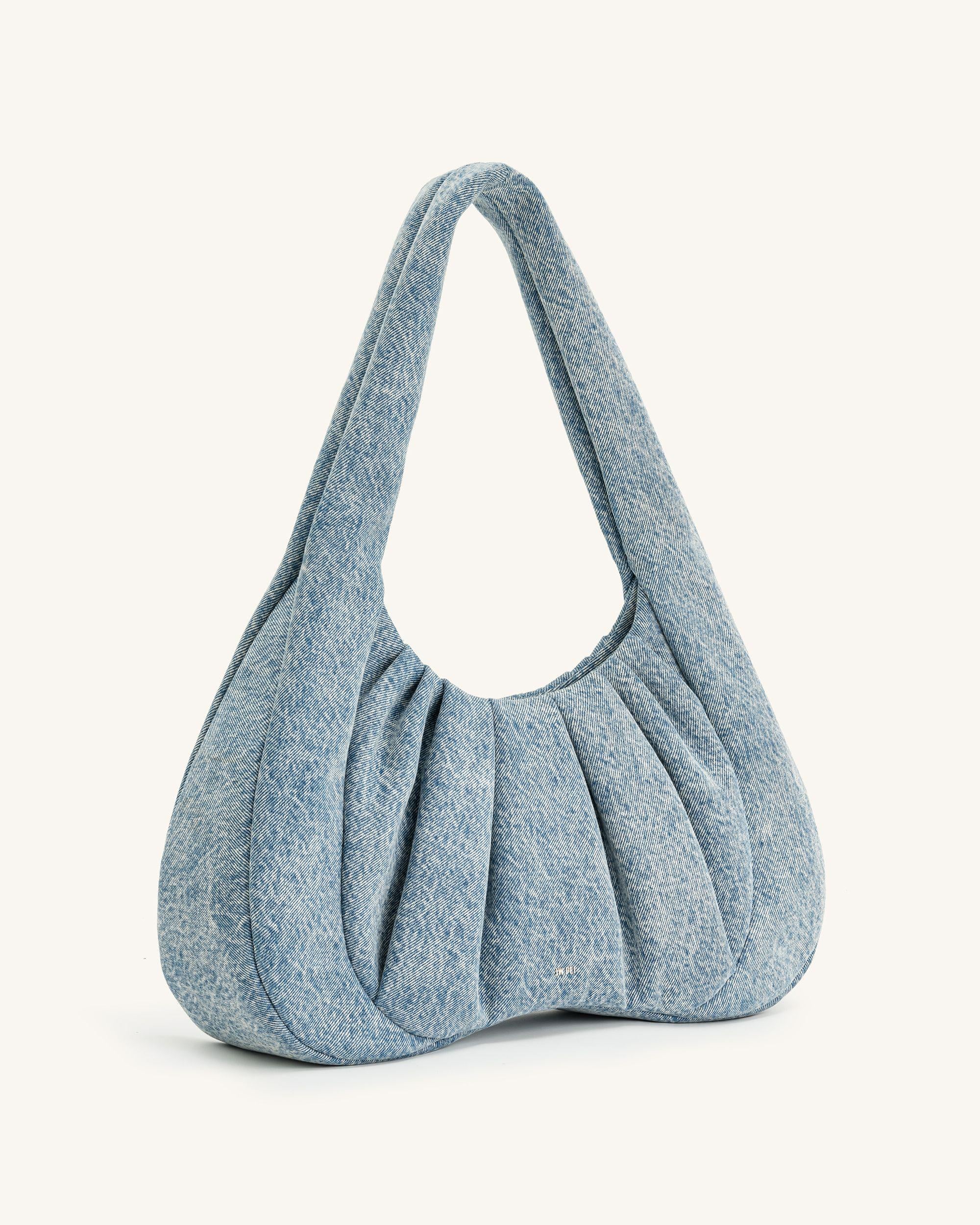 Ashley Denim Ruched Shoulder Bag - Blue - Image 2