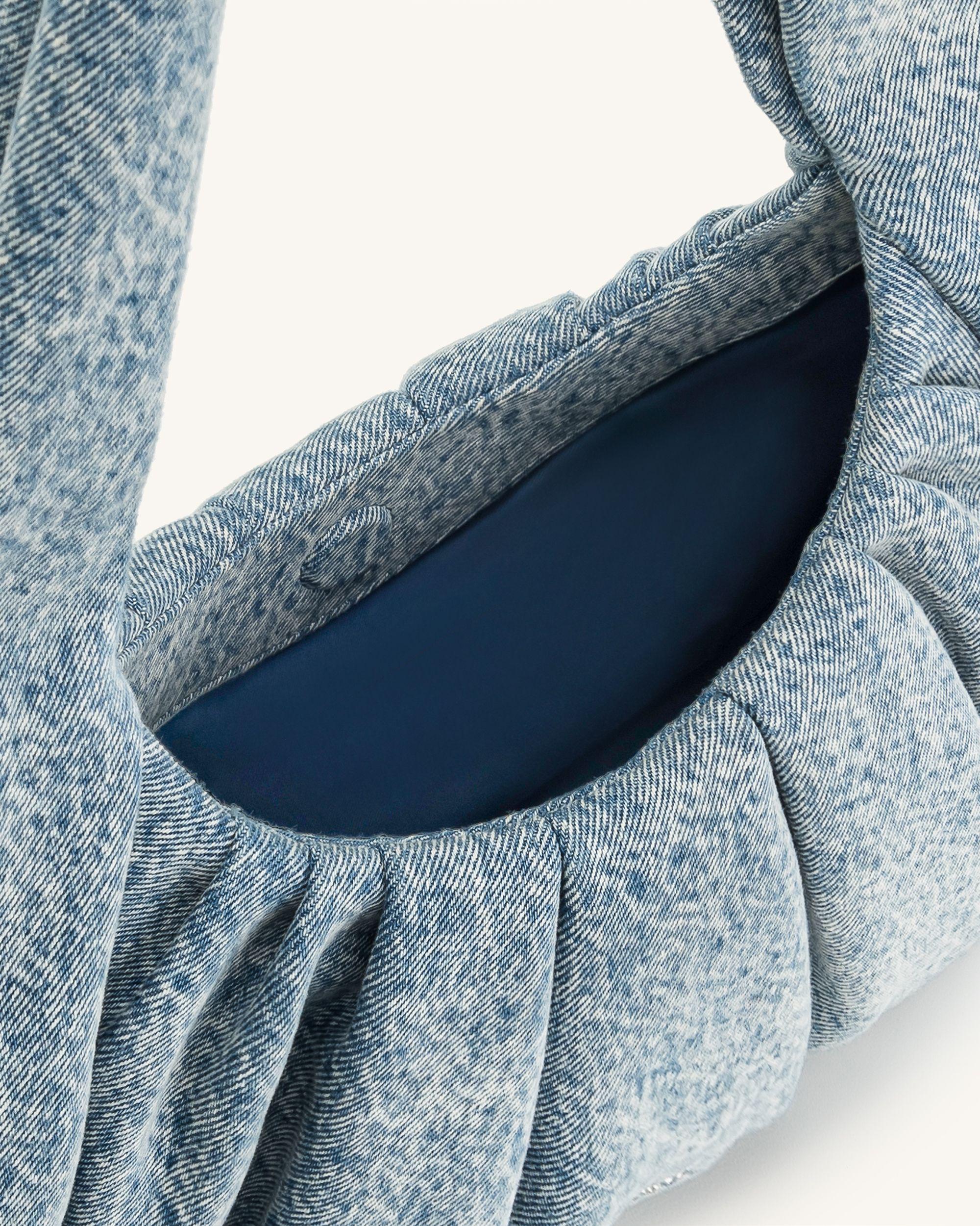 Ashley Denim Ruched Shoulder Bag - Blue - Image 4