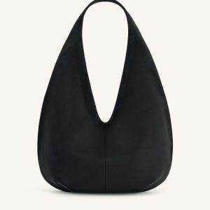 Dara Faux Suede Hobo Bag - Black