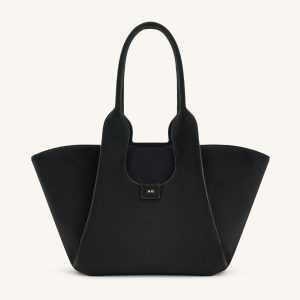 Cara Faux Suede Tote Bag - Black