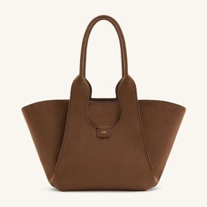 Cara Faux Suede Tote Bag - Mocha Brown