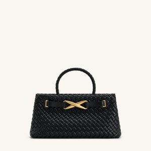 Elora Woven Tote Bag - Black
