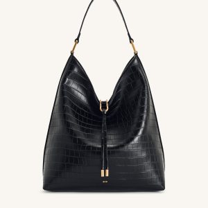 Aria Shoulder Bag - Black Croc