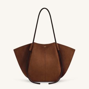 Nala Faux Suede Wide Tote Bag - Brown
