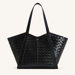 Kiana Large Capacity Weave Texture Tote Bag - Black