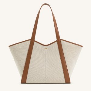 Kiana Large Capacity Tote Bag - Brown Canvas