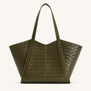 Kiana Large Capacity Weave Texture Tote Bag - Dark Olive
