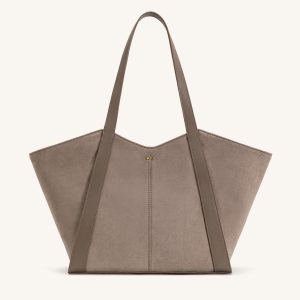 Kiana Large Capacity Faux Suede Tote Bag - Taupe