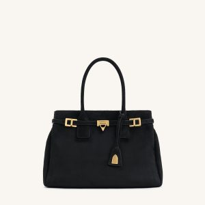 Miley Belt Embellished Tote Bag - Black