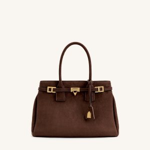 Miley Belt Embellished Tote Bag - Brown
