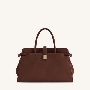 Saige Faux Suede Tote Bag - Brown