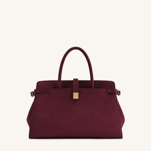 Saige Faux Suede Tote Bag - Burgundy