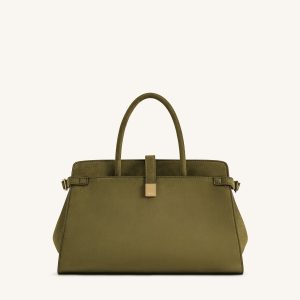 Saige Faux Suede Tote Bag - Olive Green