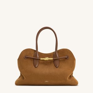 Adele Metal Rope Knot Tote Bag - Caramel Brown
