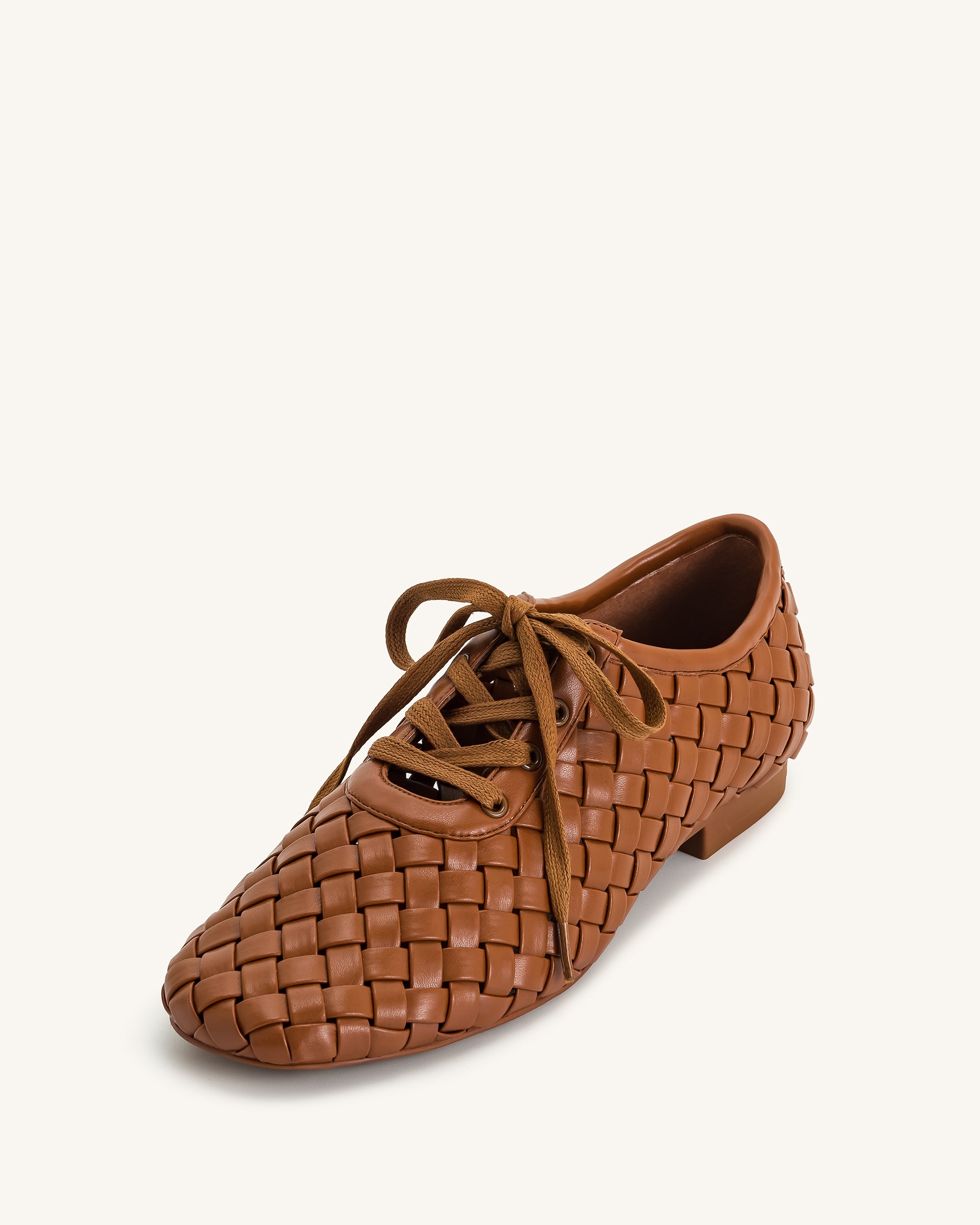 Kayla Weave Strap Flat Shoes - Brown - Image 5