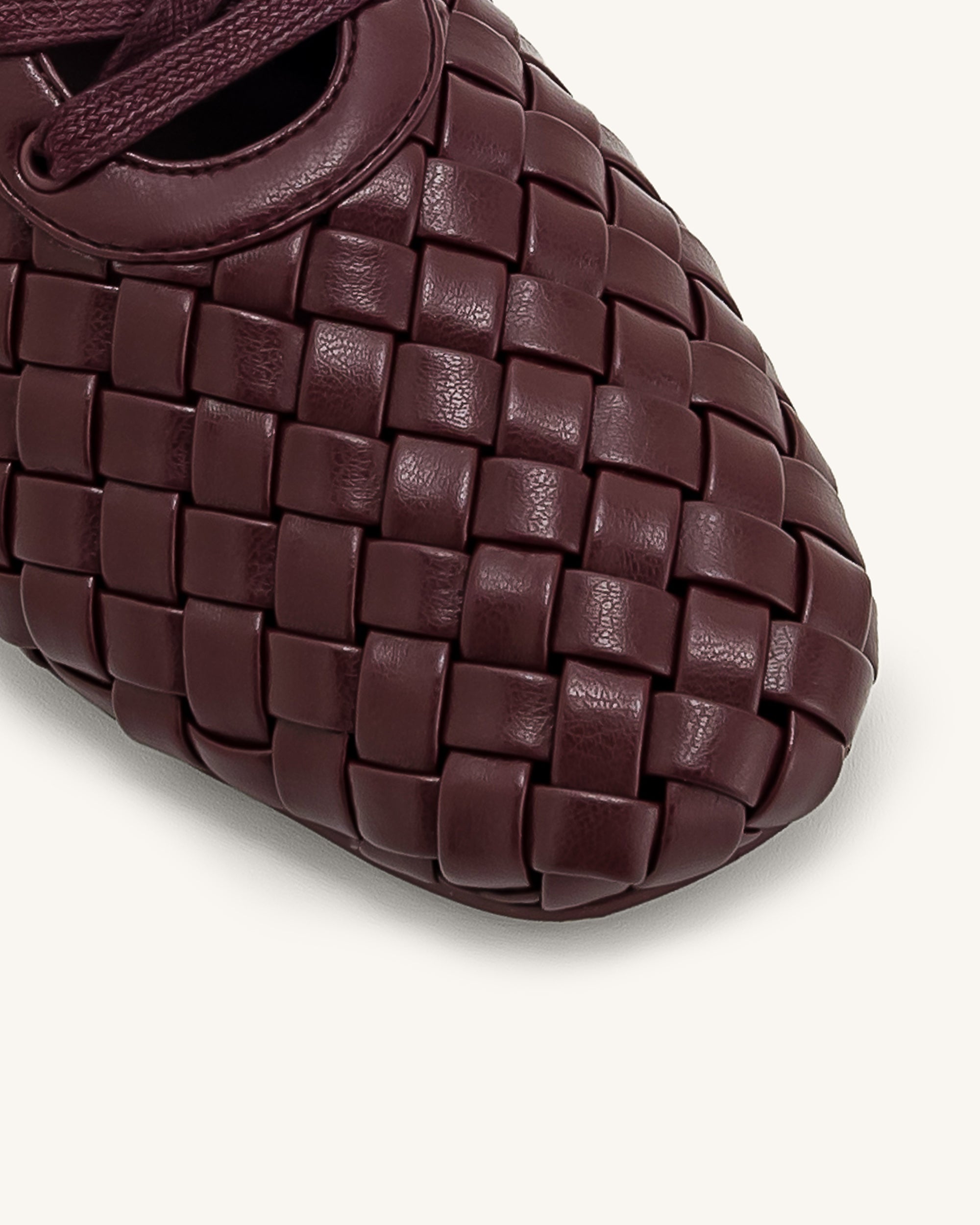 Kayla Weave Strap Flat Shoes - Claret Red - Image 5