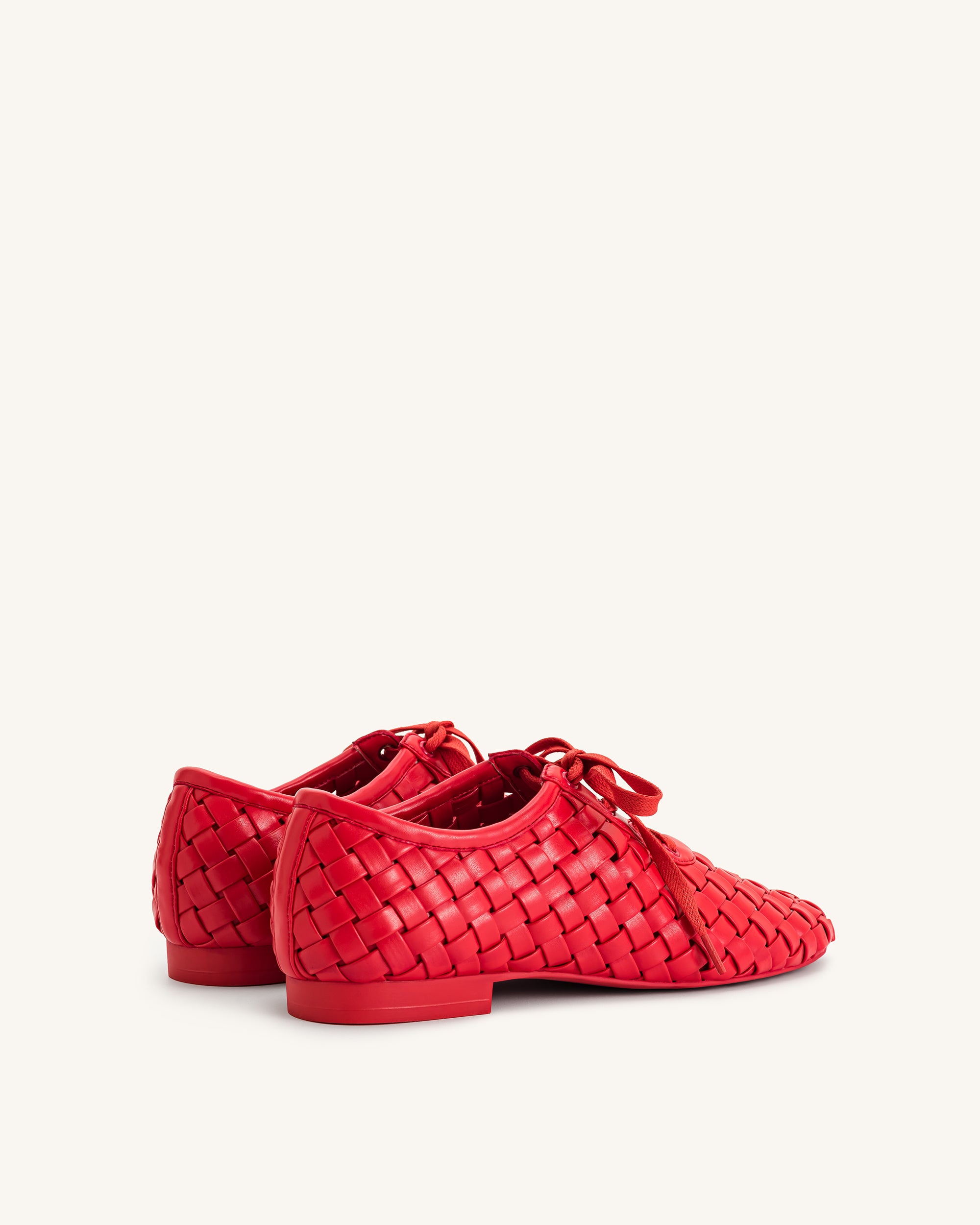 Kayla Weave Strap Flat Shoes - Red - Image 3