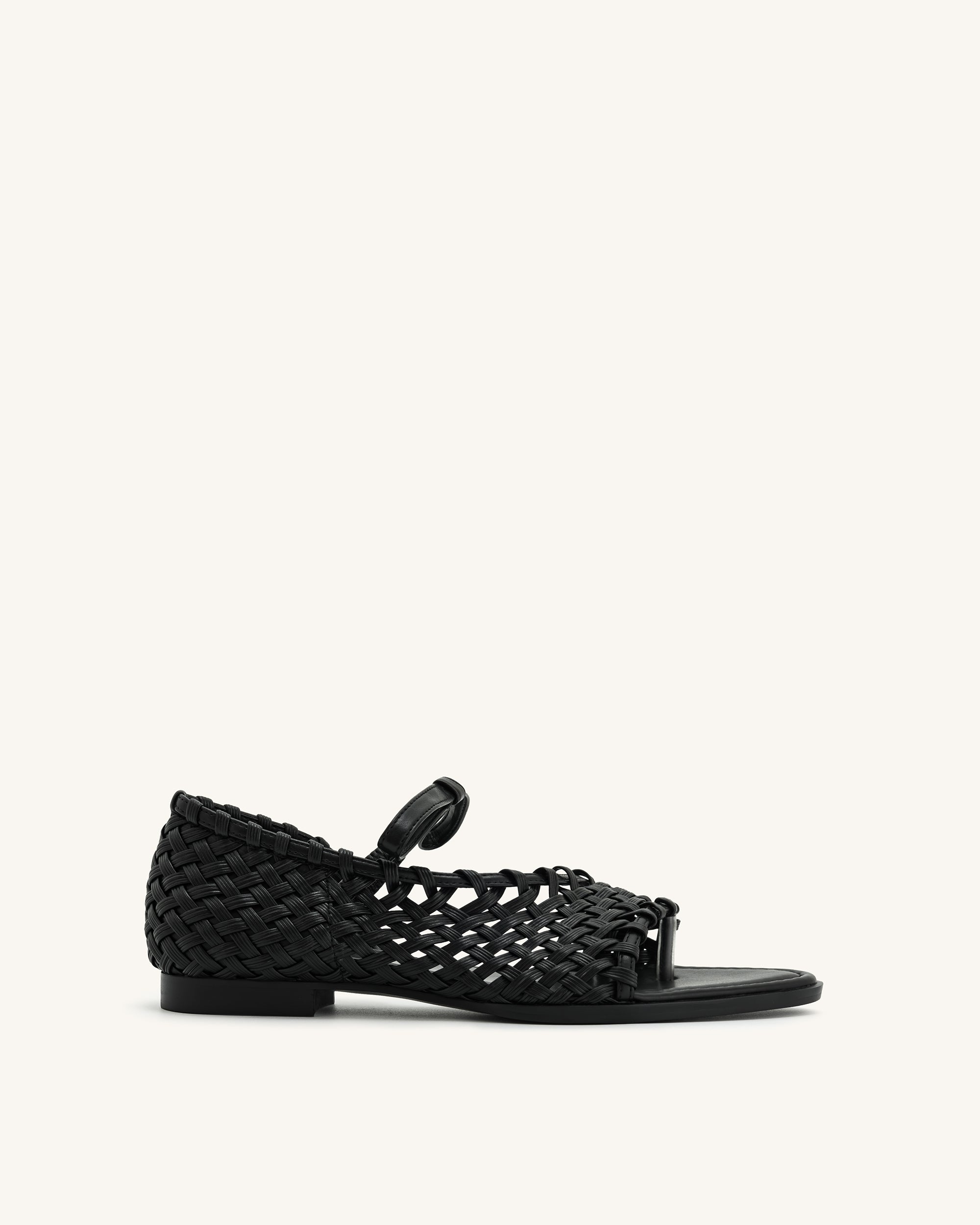 Jocelyn Weave Strap Flip-flops - Black - Image 11