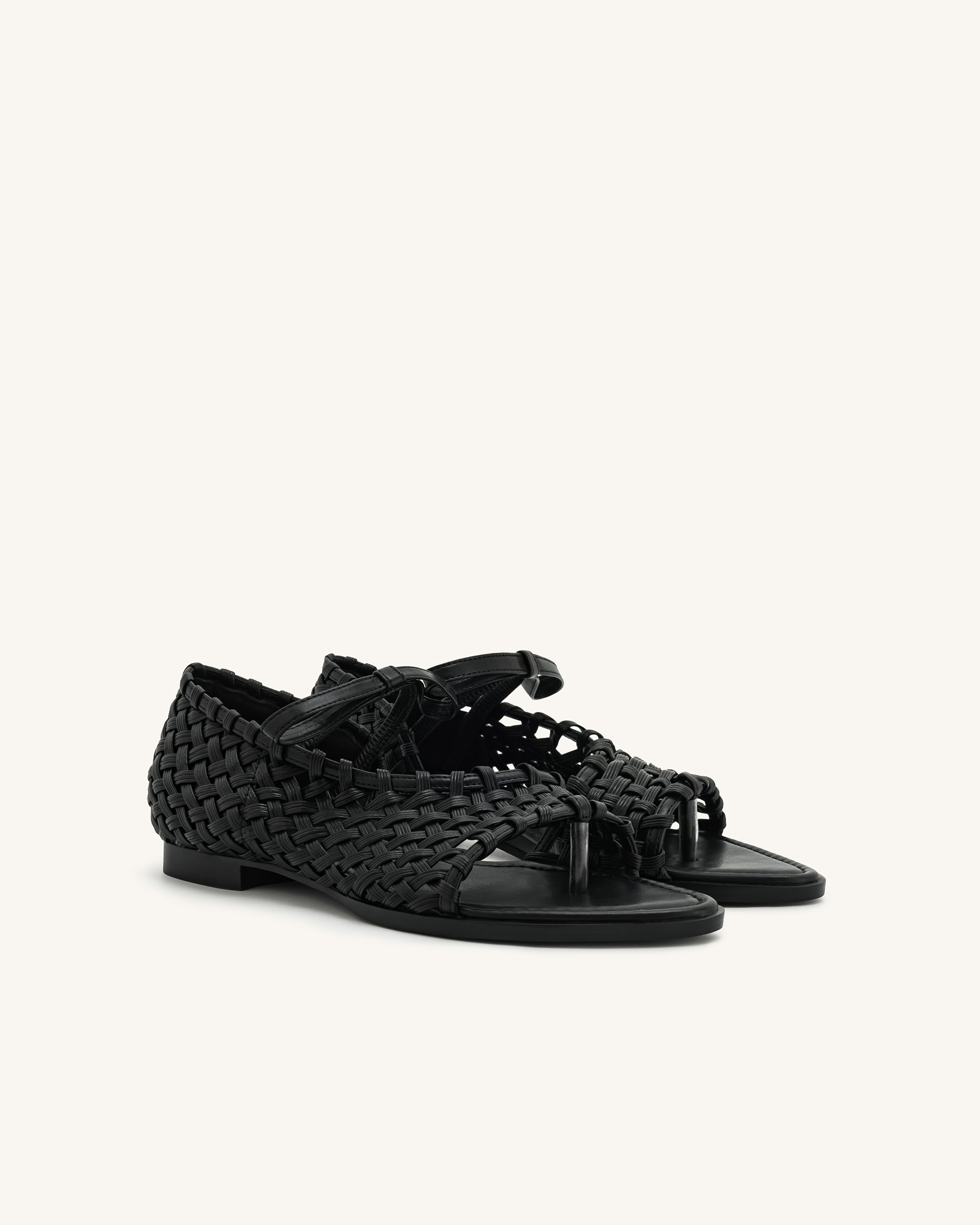 Jocelyn Weave Strap Flip-flops - Black - Image 12