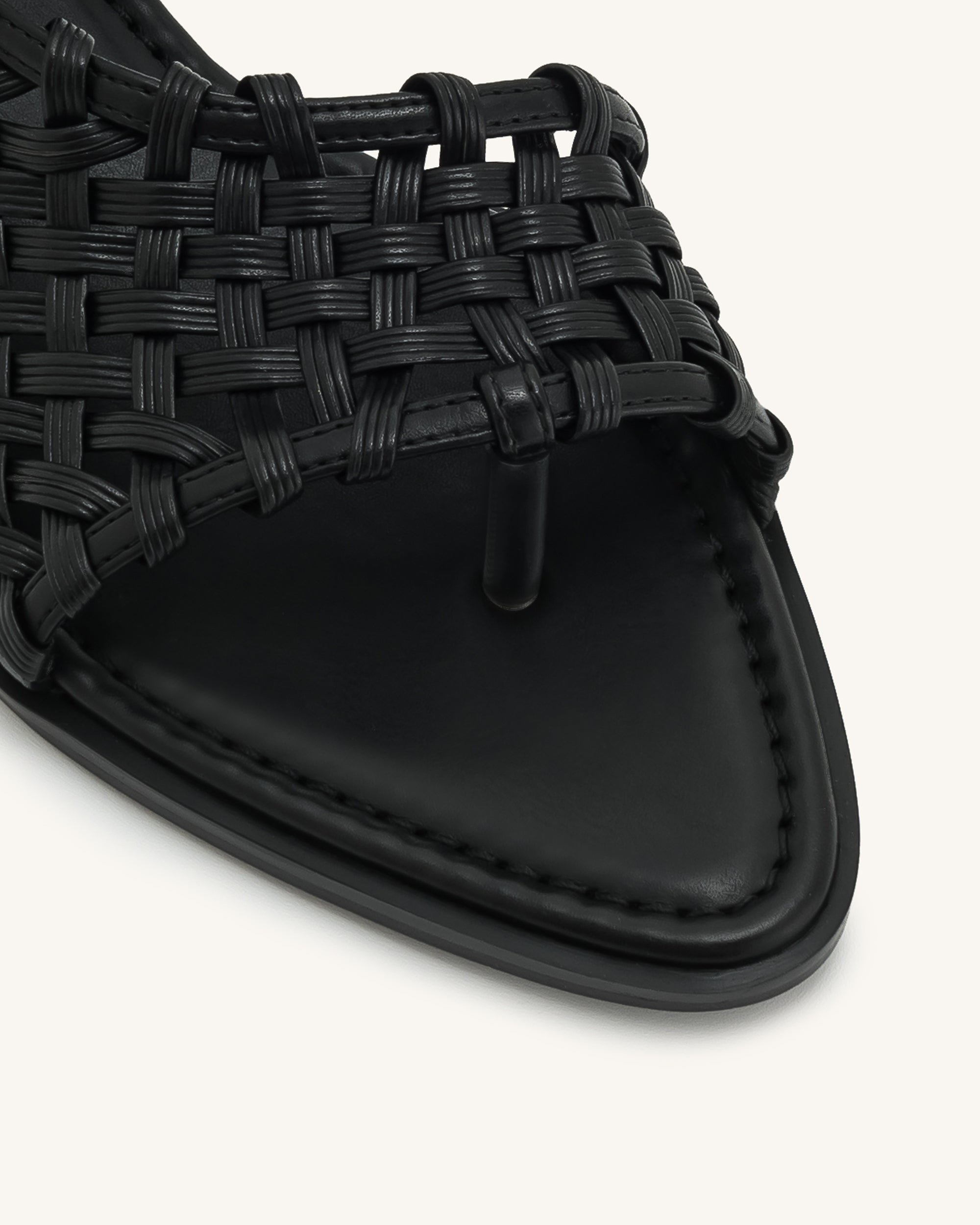 Jocelyn Weave Strap Flip-flops - Black - Image 9