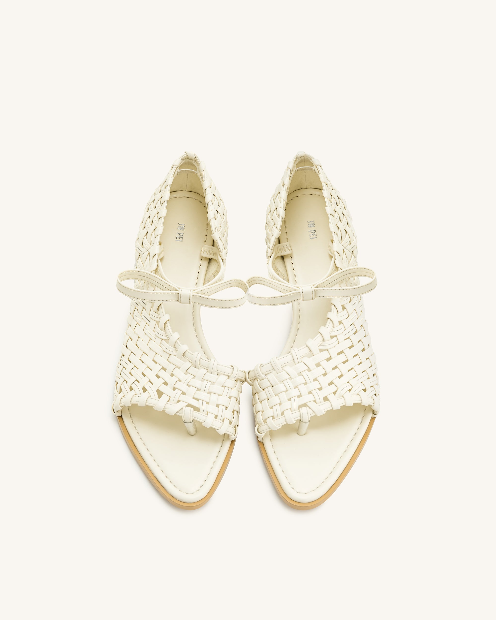 Jocelyn Weave Strap Flip-flops - Beige - Image 3