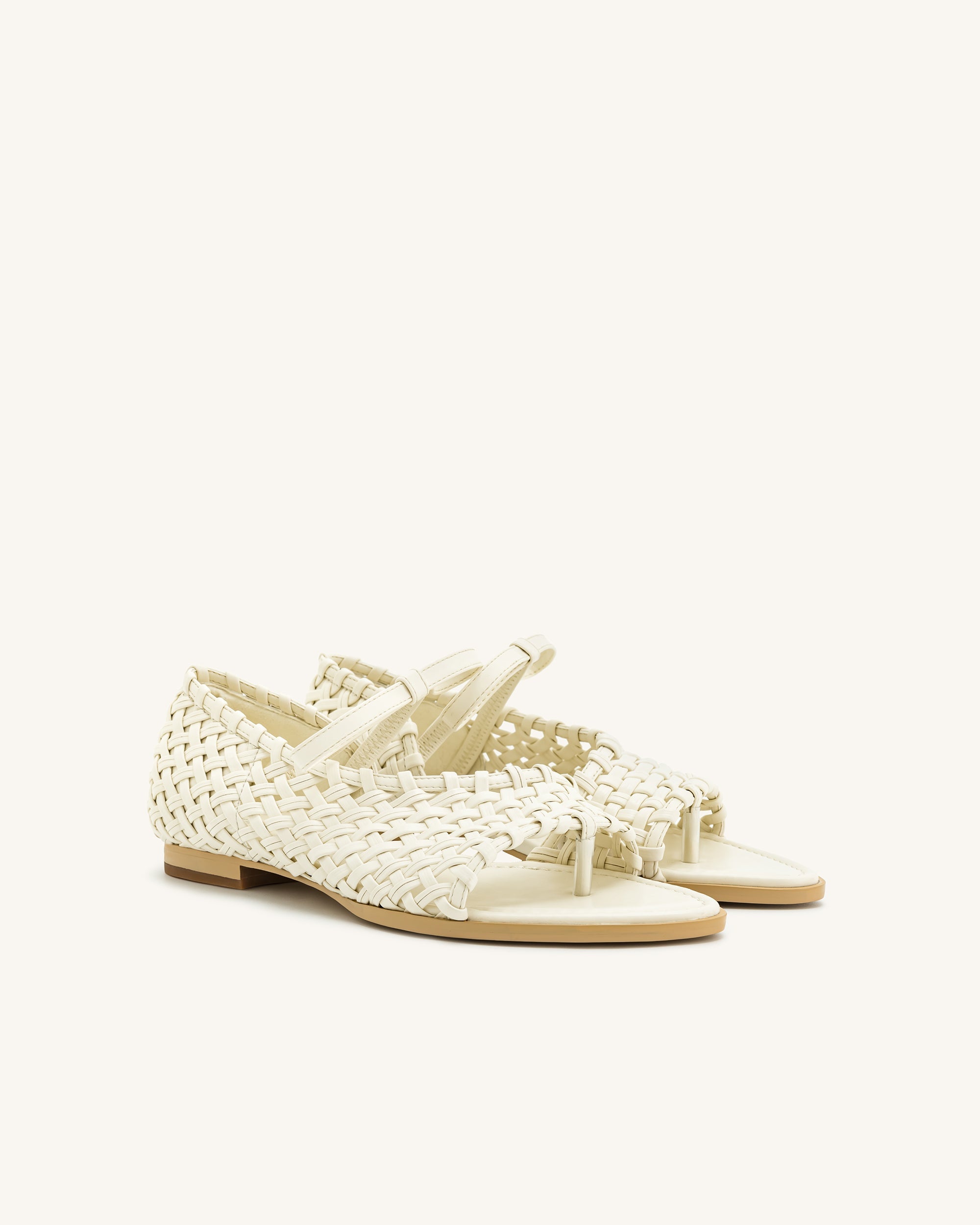 Jocelyn Weave Strap Flip-flops - Beige - Image 12