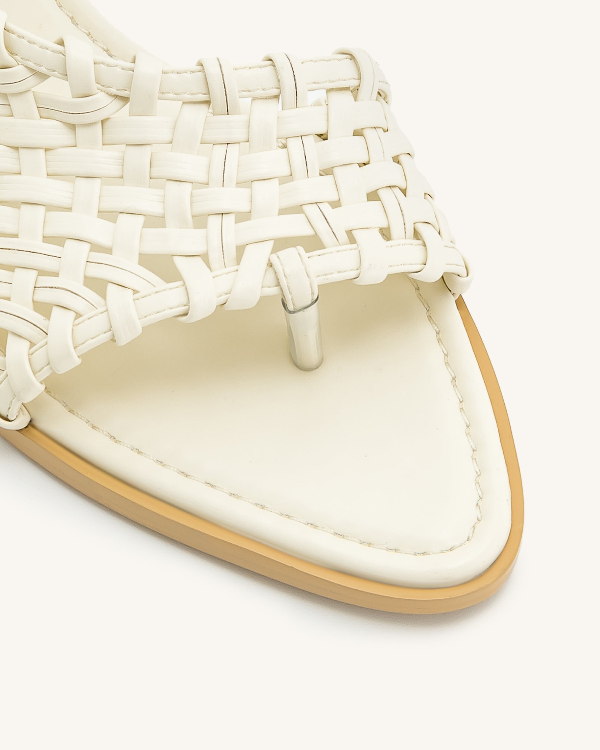 Jocelyn Weave Strap Flip-flops - Beige - Image 9
