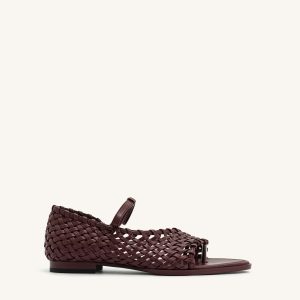 Jocelyn Weave Strap Flip-flops - Claret Red