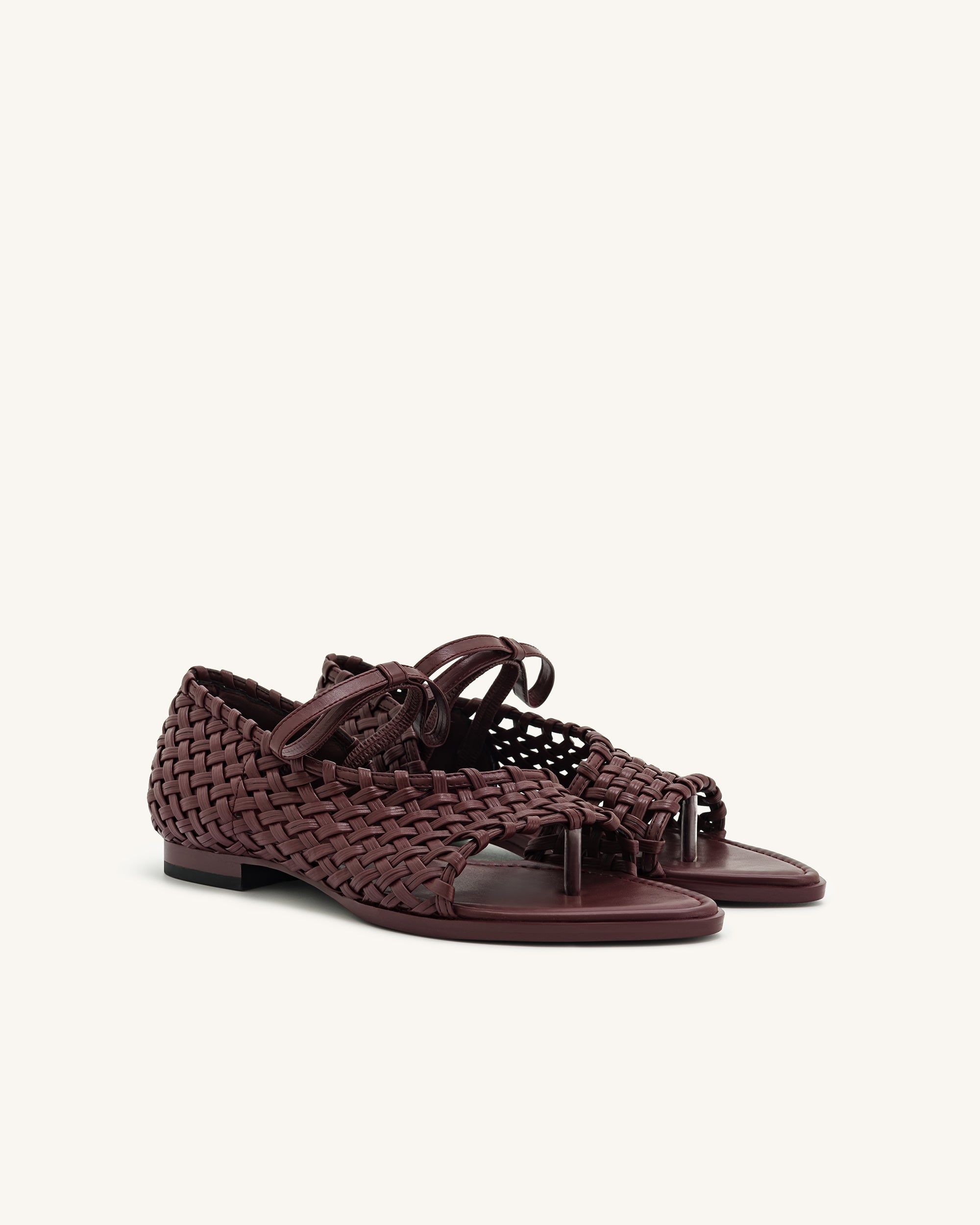 Jocelyn Weave Strap Flip-flops - Claret Red - Image 7