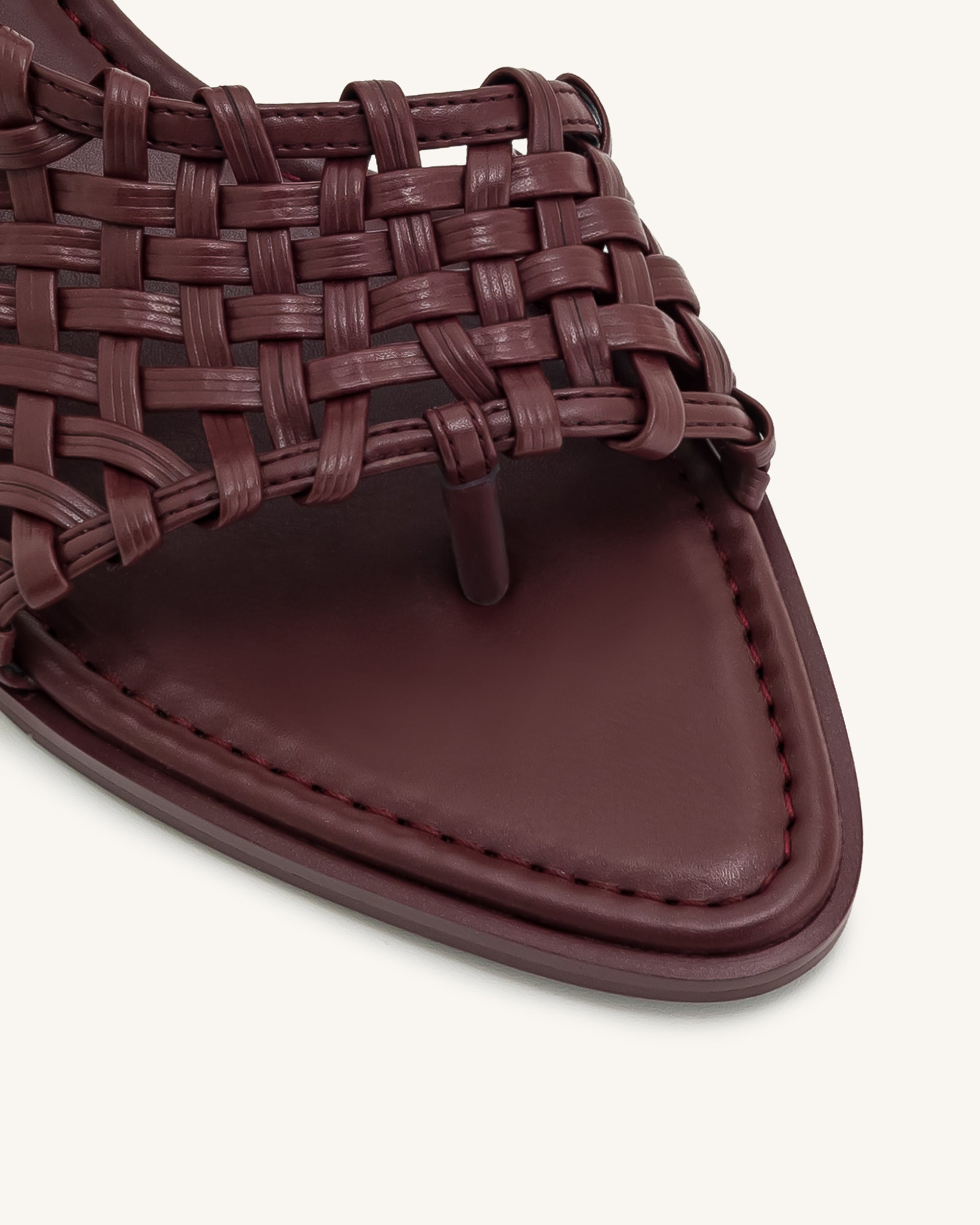 Jocelyn Weave Strap Flip-flops - Claret Red - Image 14