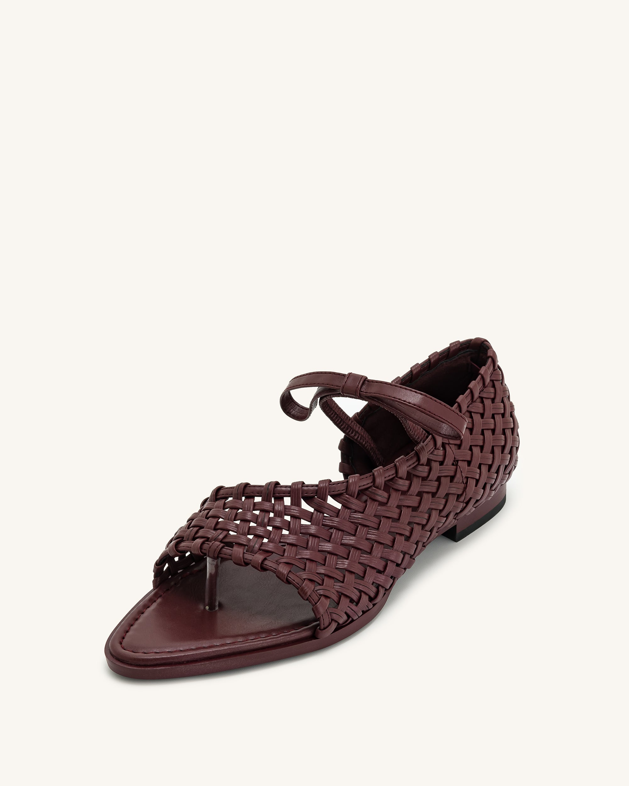 Jocelyn Weave Strap Flip-flops - Claret Red - Image 10