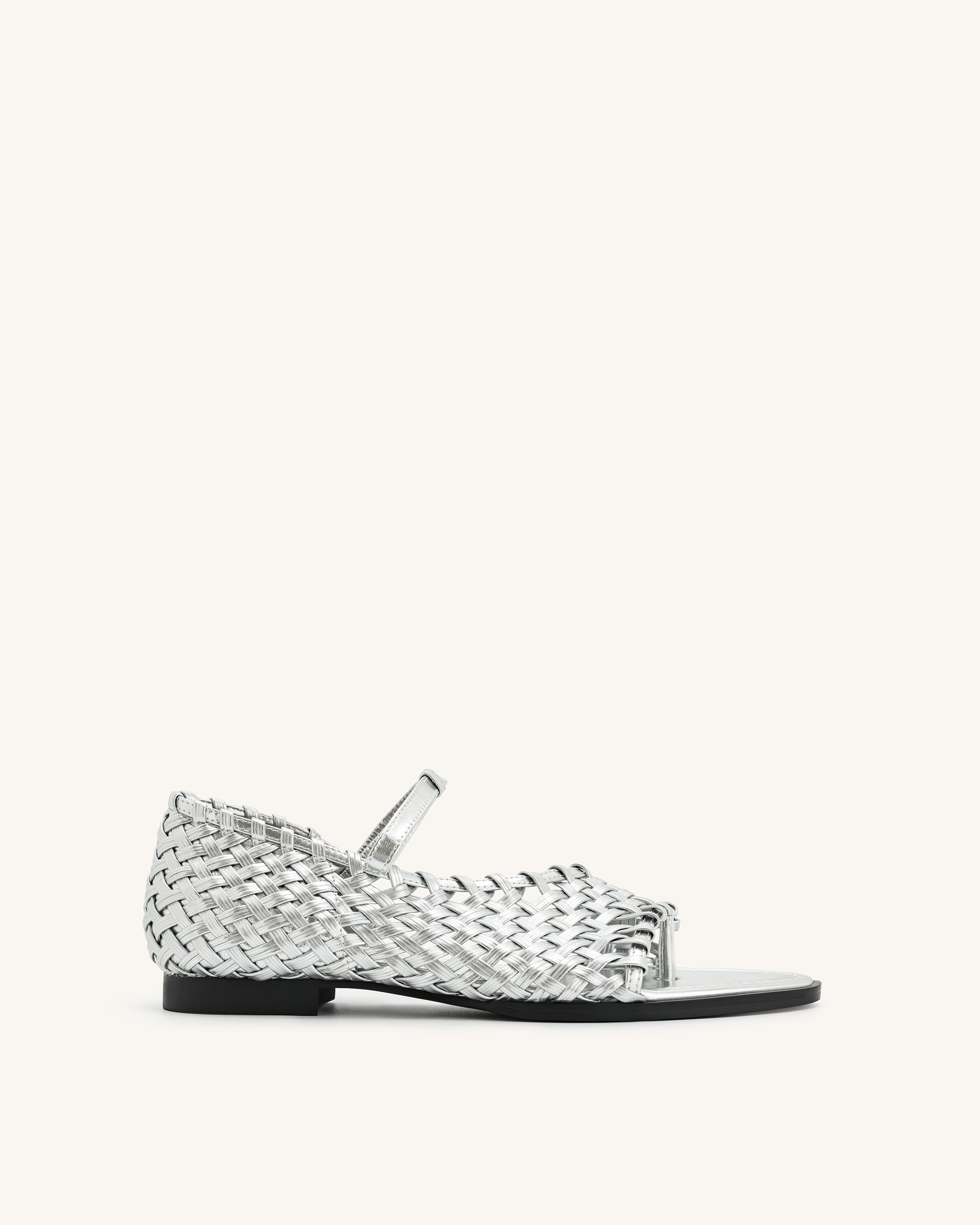 Jocelyn Weave Strap Flip-flops - Silver - Image 6