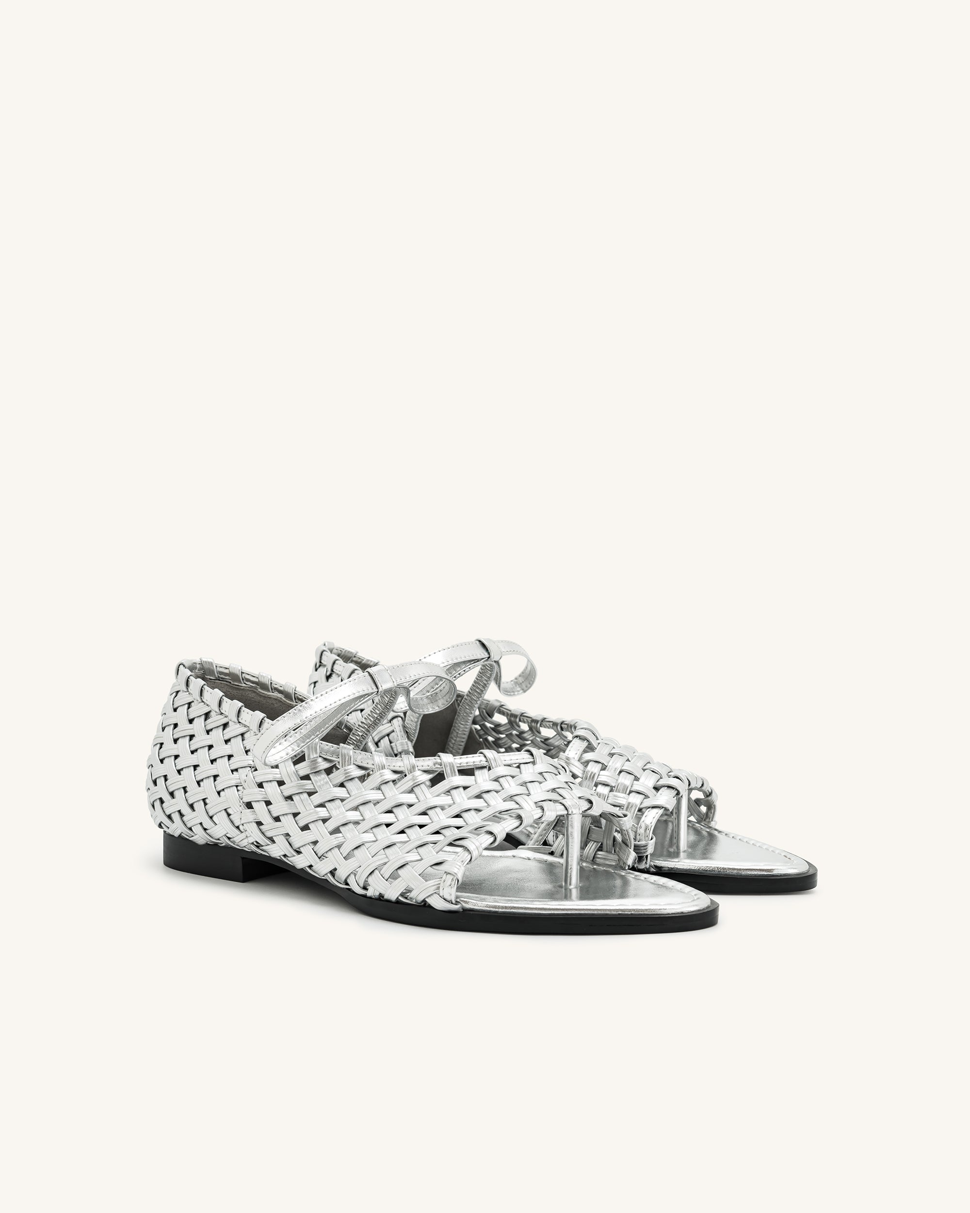 Jocelyn Weave Strap Flip-flops - Silver - Image 12