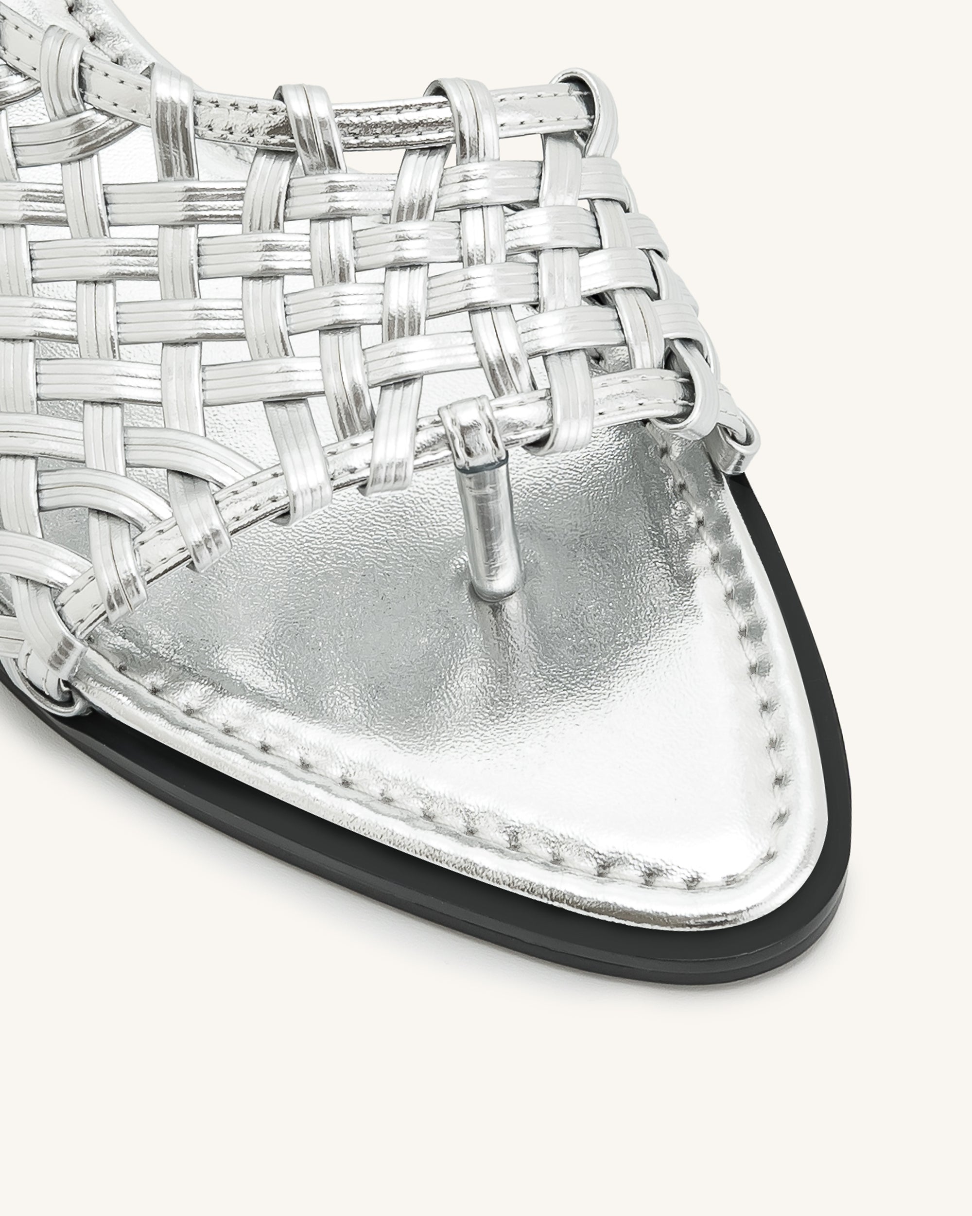 Jocelyn Weave Strap Flip-flops - Silver - Image 14