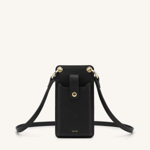 Quinn Phone Bag - Black Grained Vegan Leather