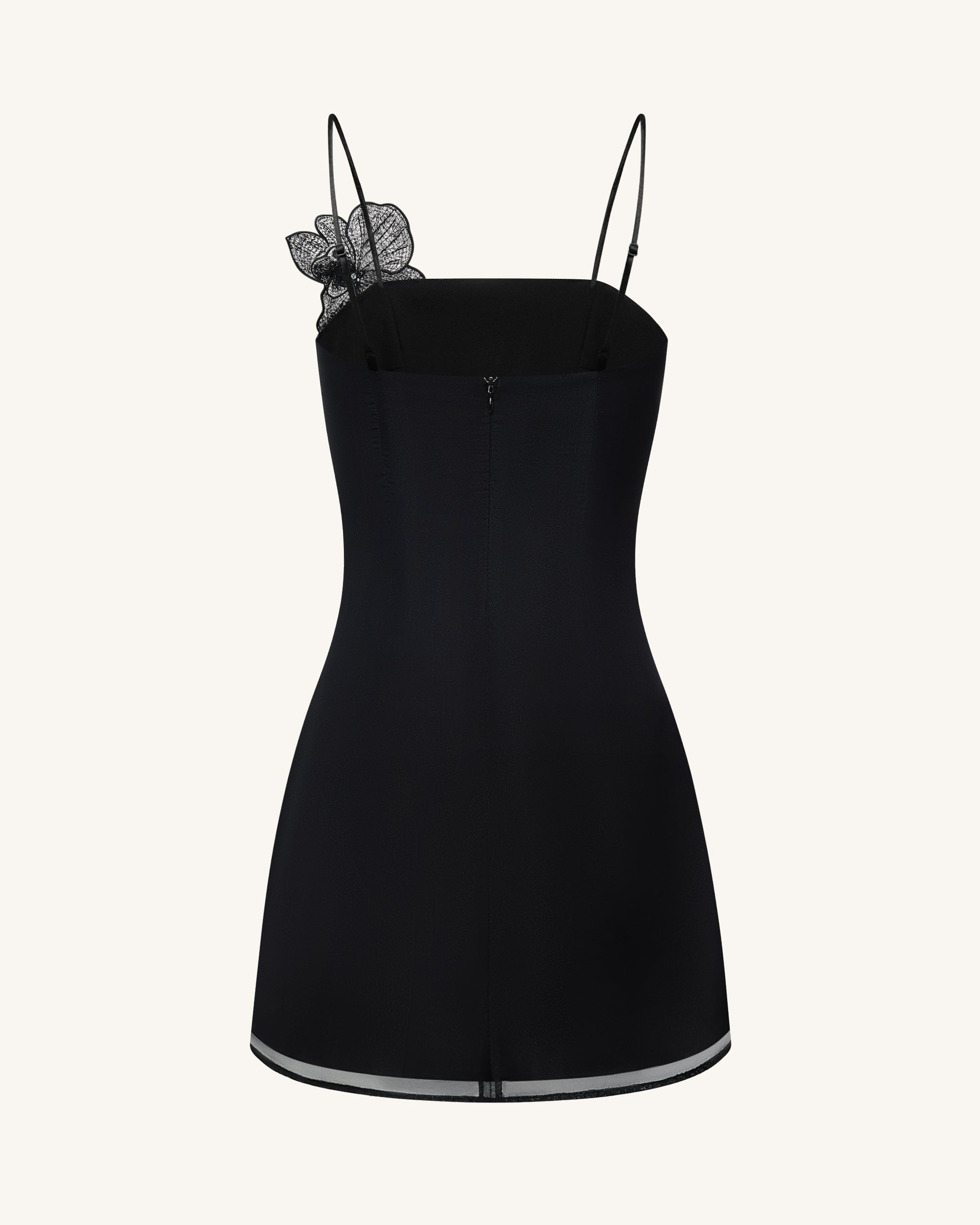 Orchid Appliqu?? Mini Dress - Black/Silver - Image 4