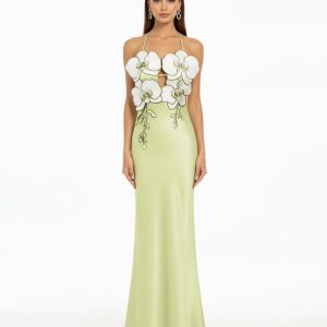 Orchid Embroidered Dress - Light Green/Ivory