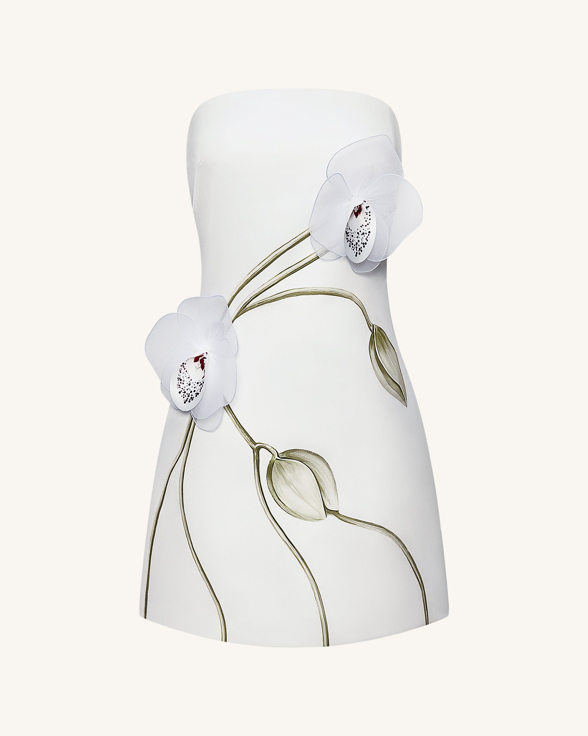 Orchid Appliqu?? Strapless Dress - White - Image 4