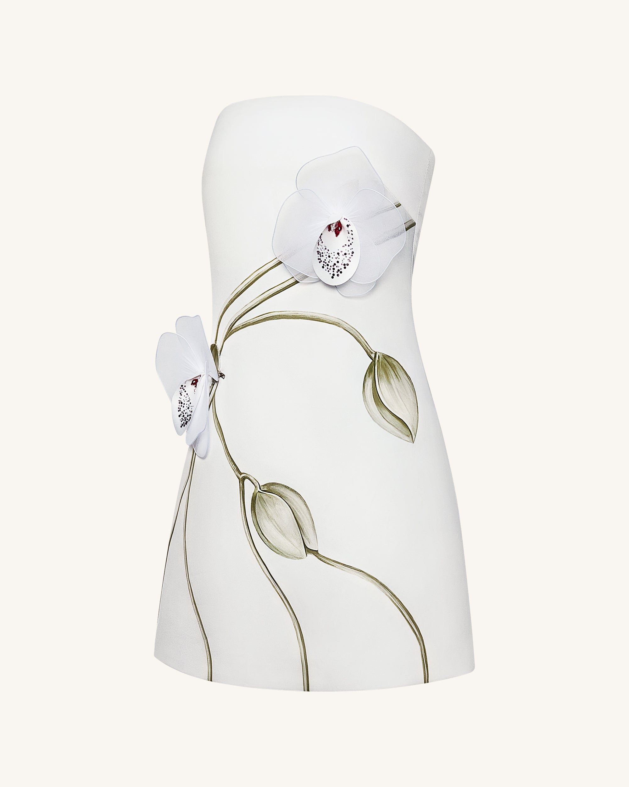 Orchid Appliqu?? Strapless Dress - White - Image 5