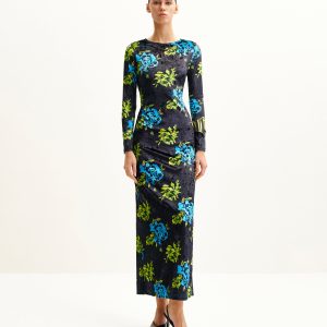 Zoe Vibrant Floral Long Sleeve Gown - Multicolor