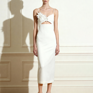 Bloom-Cut Contour Dress - White