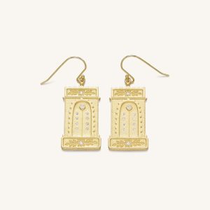 Roman Arch Earrings - 18ct Gold Plated & White Zircon