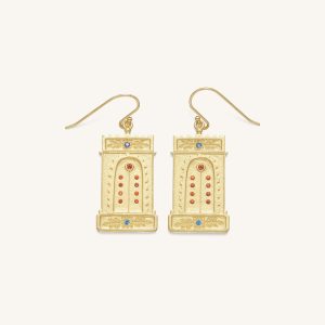 Roman Arch Earrings - 18ct Gold Plated & Multicolor Zircon