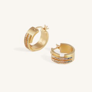 Hoop Earrings - 18ct Gold Plated & Multicolor Zircon
