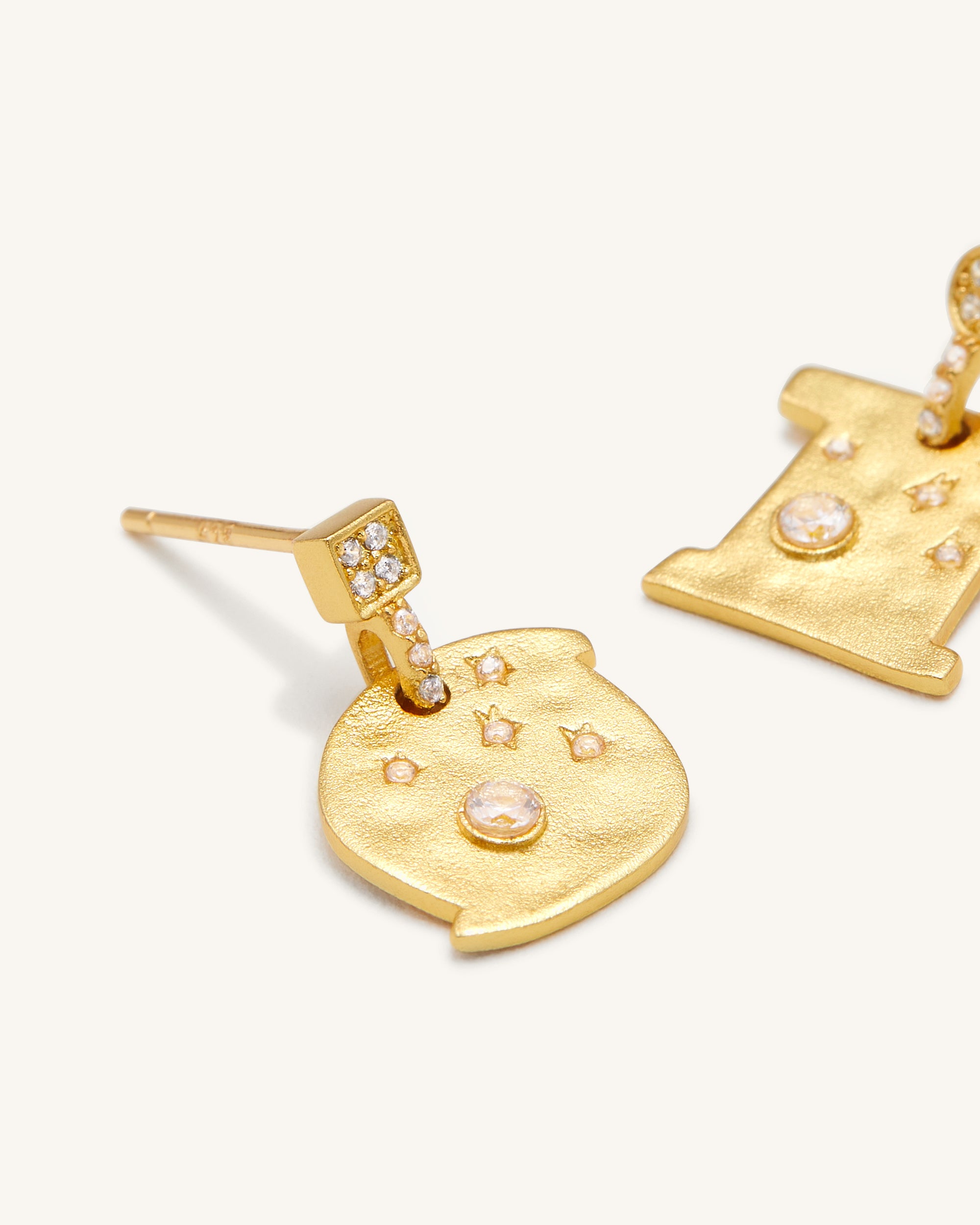 Cosmos Earrings - 18ct Gold Plated & White Zircon - Image 2