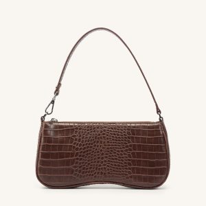 Eva Shoulder Handbag - Brown Croc