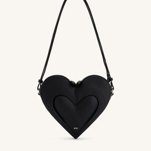 Francisca Heart Shaped Crossbody Bag - Black