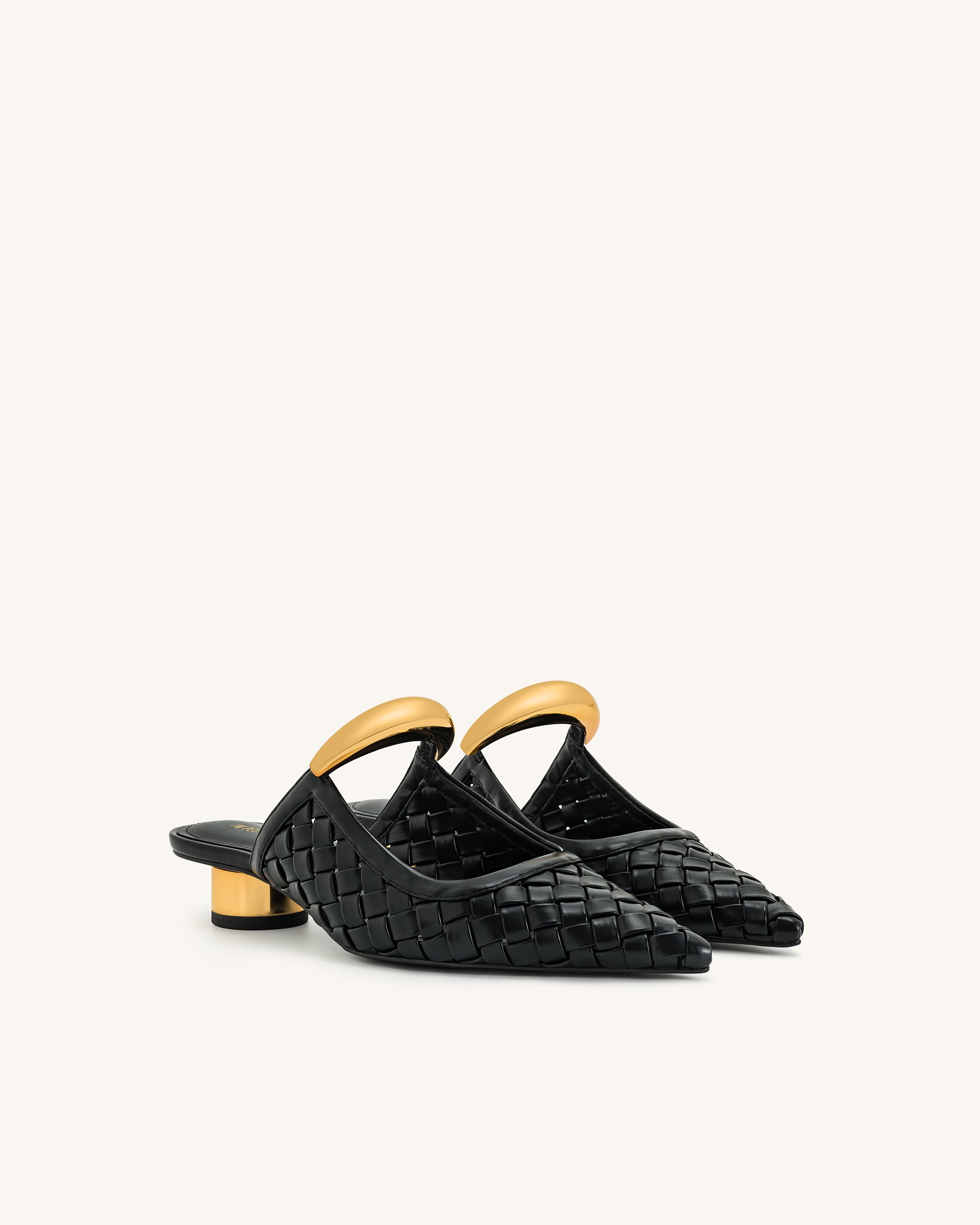 Helena Weave Pierced Mules - Black - Image 3