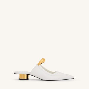 Helena Pierced Mules - White
